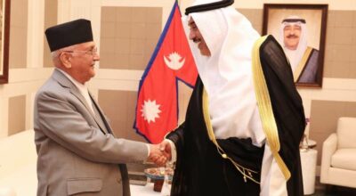 प्रधानमन्त्री ओली र कुवेतका राजकुमार एवं प्रधानमन्त्री सबाहबीच भेटवार्ता