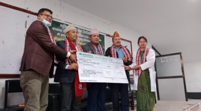 कृषि विकास बैंकद्वारा कर्णाली स्वास्थ्य विज्ञान प्रतिष्ठानलाई आठ लाख सहयोग