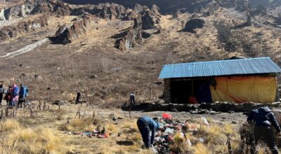 अन्नपूर्ण आधार शिविर र पदमार्गमा सरसफाइ