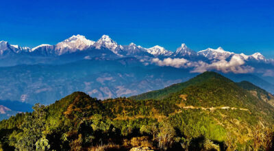 बागलुङबाट देखिएको अन्नपूर्ण, माछापुच्छ्रेलगायतका हिम शृङ्खला