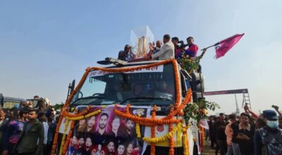 जनकपुरधाममा जनकपुर बोल्ट्सका खेलाडीको 'ट्रफी परेड'