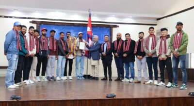 एनपिएल विजेता जनकपुर बोल्ट्सलाई प्रधानमन्त्री ओलीको सम्मान