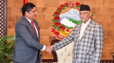 प्रधानमन्त्री ओलीसँग पाकिस्तानका राजदूतको शिष्टाचार भेट