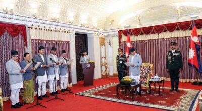 राष्ट्रपति पौडेलसमक्ष पाँच राजदूतकाे शपथ