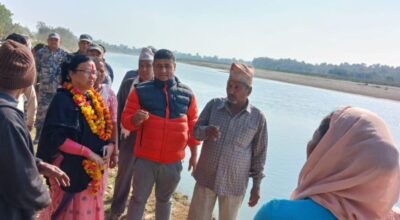 हिउँदमा पनि कर्णाली नदीबाट कटान रोकिएन