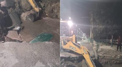 बबरमहलमा फुटेको खानेपानीको पाइप मर्मत थालियो