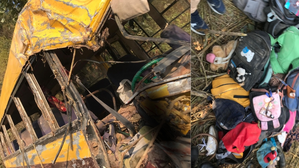 फर्पिङमा स्कुल बस दुर्घटना