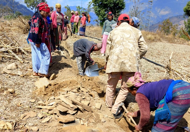 म्याग्दीमा श्रमदानबाटै सिँचाइ योजना मर्मत