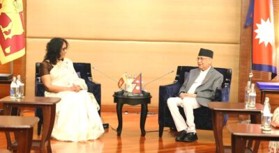 प्रधानमन्त्री ओली र श्रीलङ्काका प्रधानमन्त्री अमरासुरियाबीच भेटवार्ता