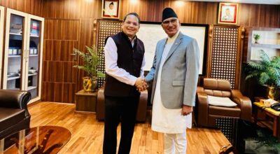 अर्थमन्त्री पौडेल र भाजपाका विदेश विभाग प्रमुख चौथाइवालेबीच भेटवार्ता