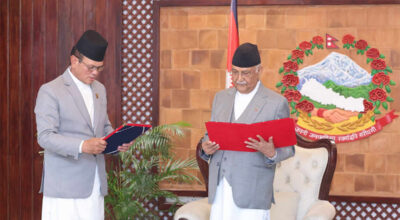 प्रधानमन्त्री ओलीसमक्ष राज्यमन्त्री गर्बुजाले लिए शपथ