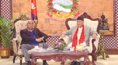 प्रधानमन्त्री ओली र कांग्रेस सभापति देउवाबीच भेटवार्ता