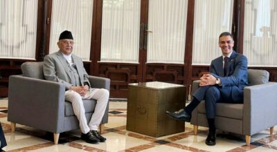 स्पेनका नरेशद्वारा आयोजित रात्रिभोजमा प्रधानमन्त्री सहभागी