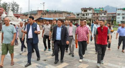 बाढीको जोखिम क्षेत्रमा उपप्रधानमन्त्री सिंहद्वारा निरीक्षण