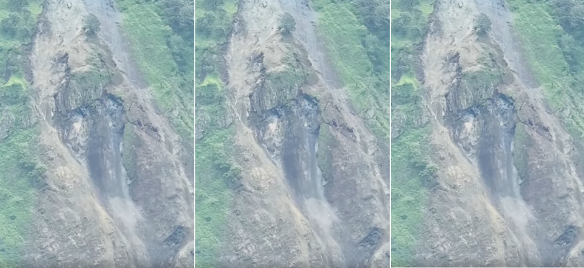 बाँसबोटको भिरबाट खसेको पहिरो