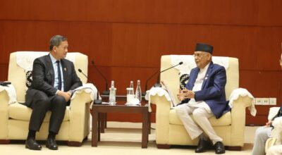 प्रधानमन्त्री ओली र कम्बोडियाका प्रधानमन्त्री महानेटबीच भेटवार्ता