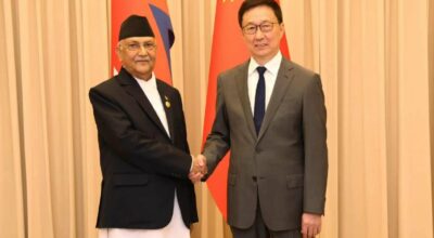 प्रधानमन्त्री ओली र चिनियाँ उपराष्ट्रपति हानबीच भेटवार्ता