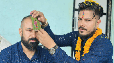 दिदी-बहिनी नभएपछि दाजुभाइले एकापसमा लगाए भाइटीका