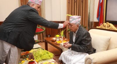 राष्ट्रपति पौडेलले लगाए बडादशैंको टीका