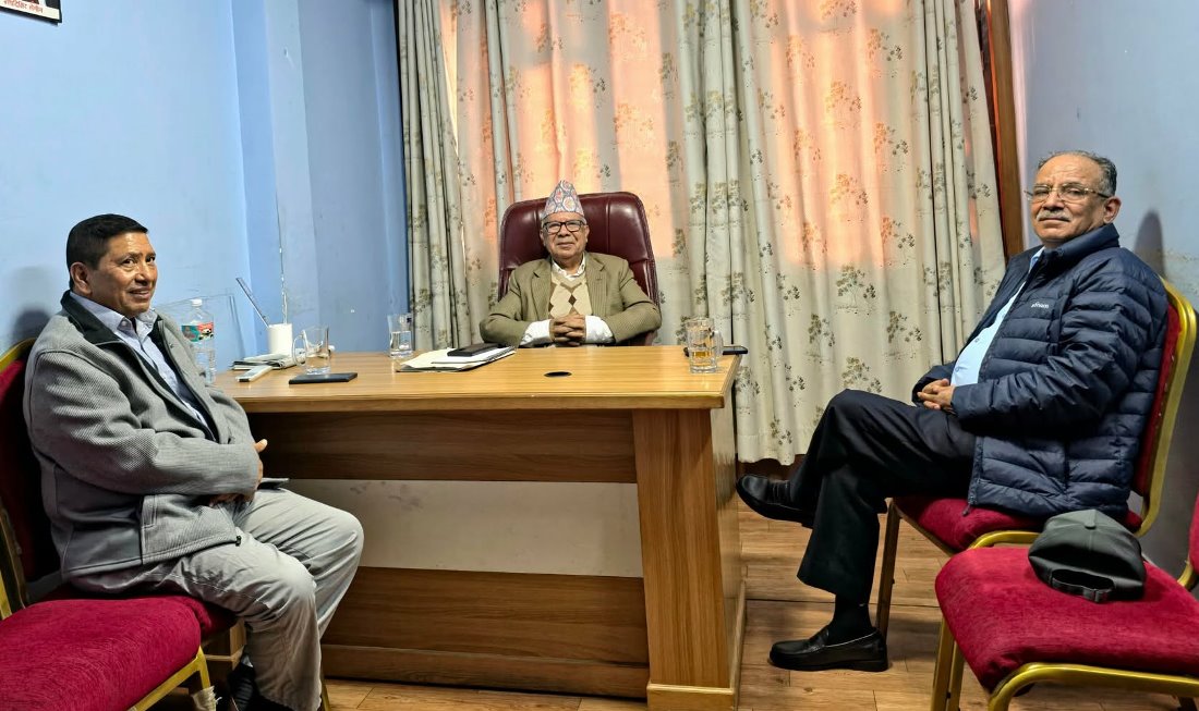 प्रचण्ड र नारायणकाजी माधव भेट्न पुगे आलोकनगर