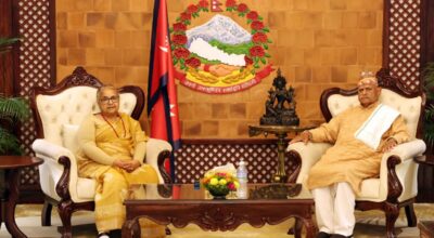 प्रधानमन्त्री कार्की र पूर्वराष्ट्रपति यादववीच शिष्टाचार भेटवार्ता