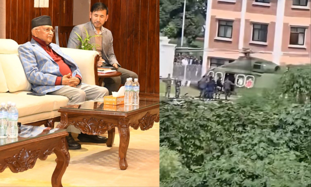 जेनजी आन्दोलनमा राजीनामा दिएर हेलिकप्टरमा भागेका ओली पहिलोपटक पुगे बालुवाटार