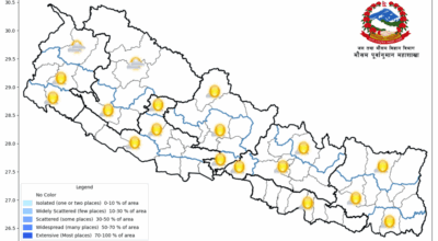 बङ्गालको खाडीको न्यून चापीय प्रणालीको आंशिक प्रभाव