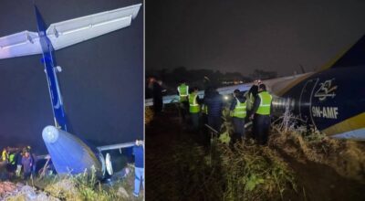 बुद्ध एयरको विमान भद्रपुर विमानस्थलको रन-वेबाट चिप्लिएर खस्यो खोल्सामा