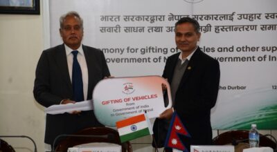 भारत सरकारद्वारा नेपाललाई सहयोग स्वरुप सवारीसाधान हस्तान्तरण