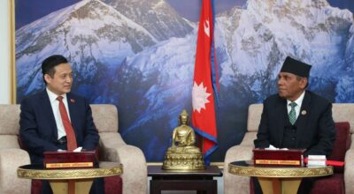 राष्ट्रियसभा अध्यक्ष दाहालसँग चिनियाँ राजदूत चाङको शिष्टाचार भेट