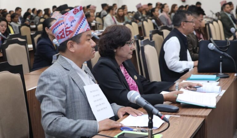 प्रतिनिधिसभामा पर्चा देखाएर श्रम संस्कृति पार्टीद्वारा विरोध प्रदर्शन