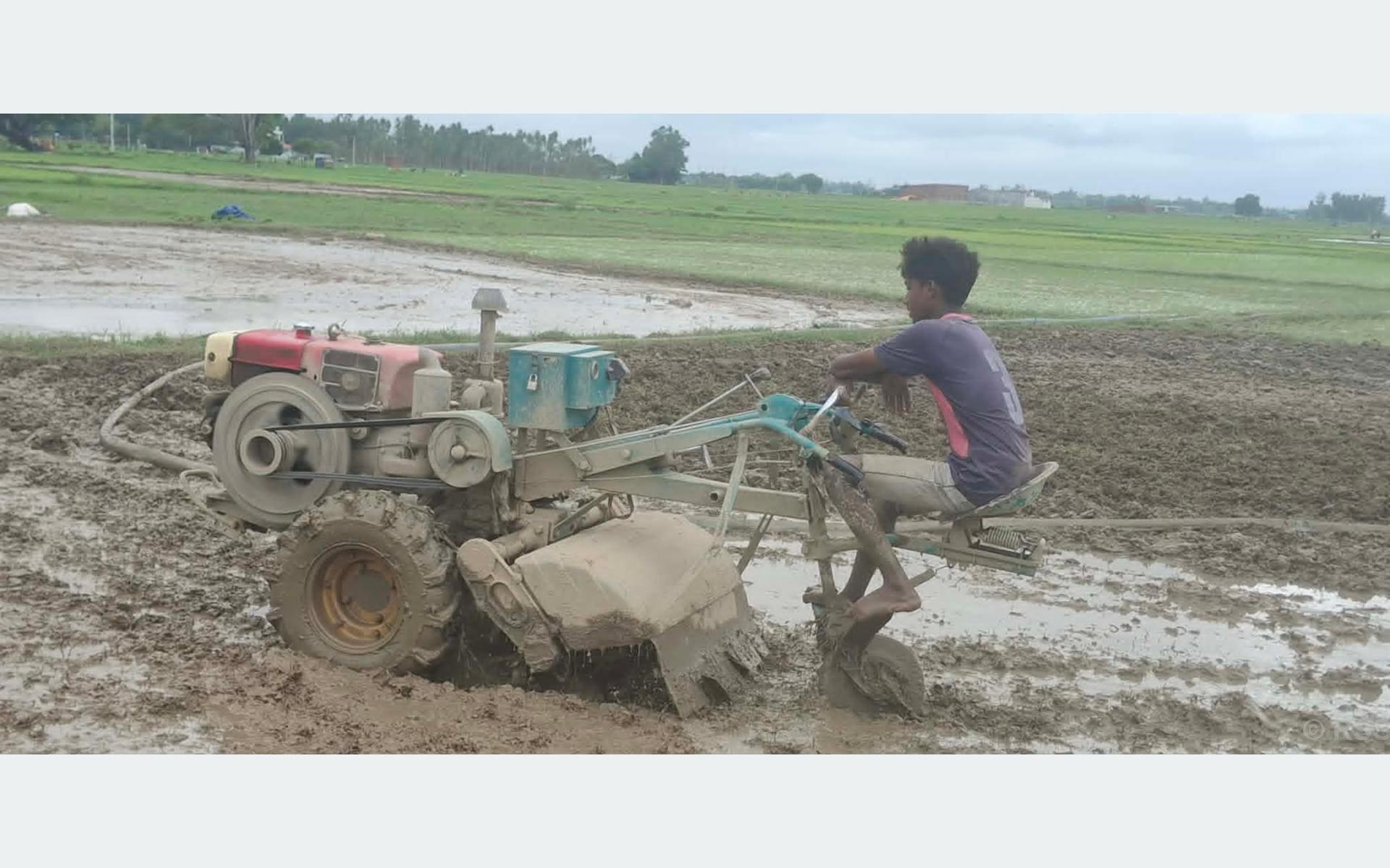 ट्याक्टर र पावर टिलरको प्रयोग